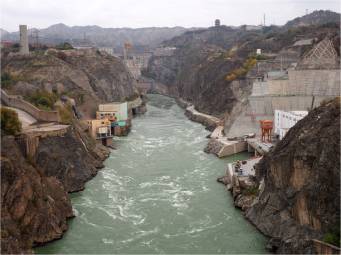 Hydroelectric dam on the Yellow River, China.